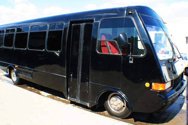 Black limousine bus exterior