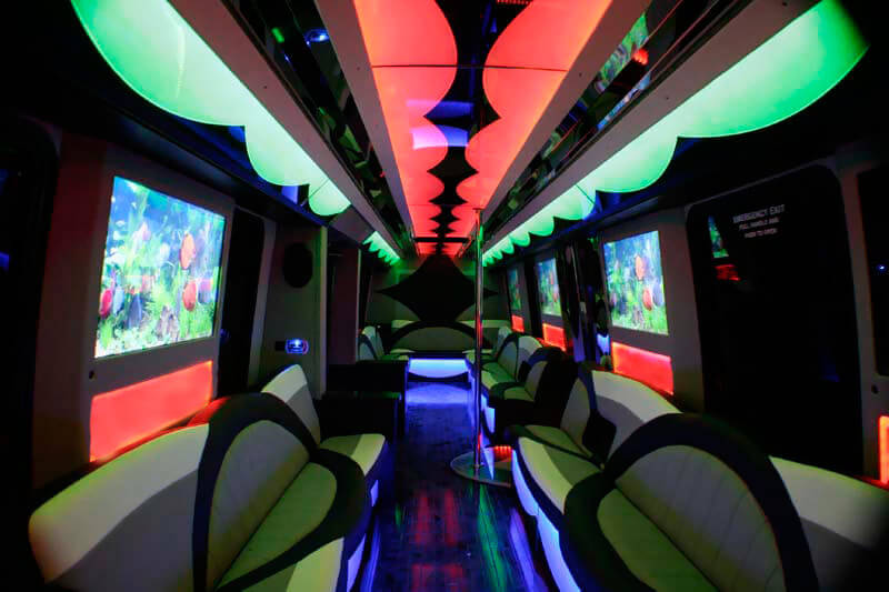limo bus with plush leather seating